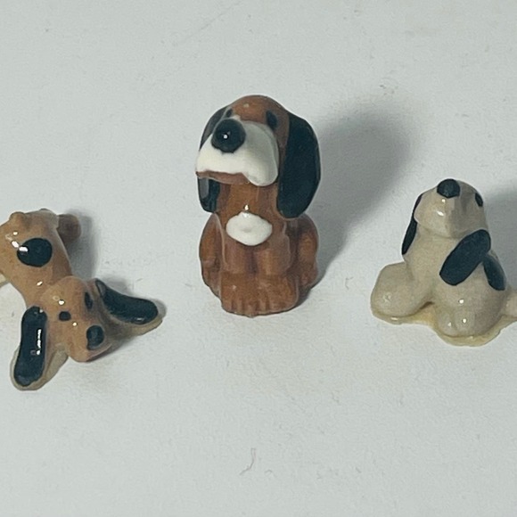 None Other - Set of 3 Tiny Vintage Miniature Ceramic Dogs